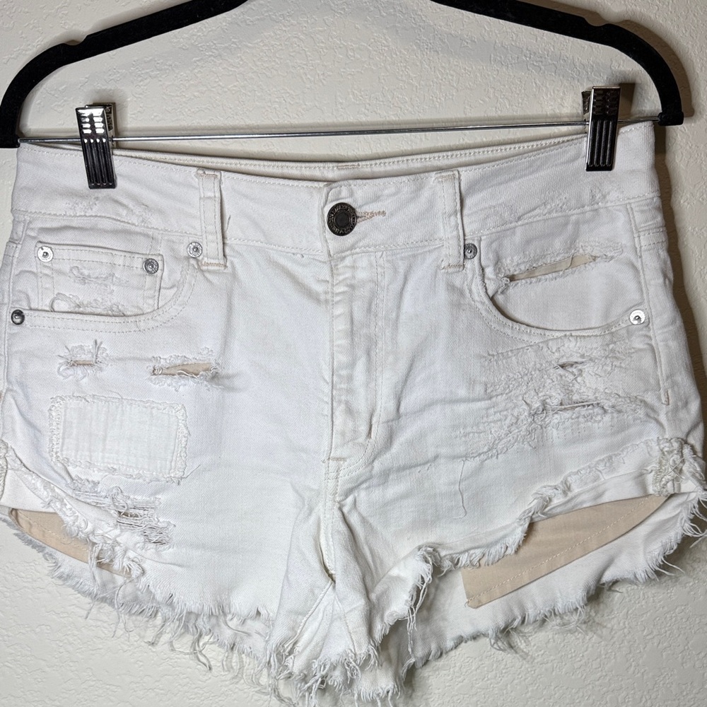 American Eagle Outfitters Distressed White Jean Shorts